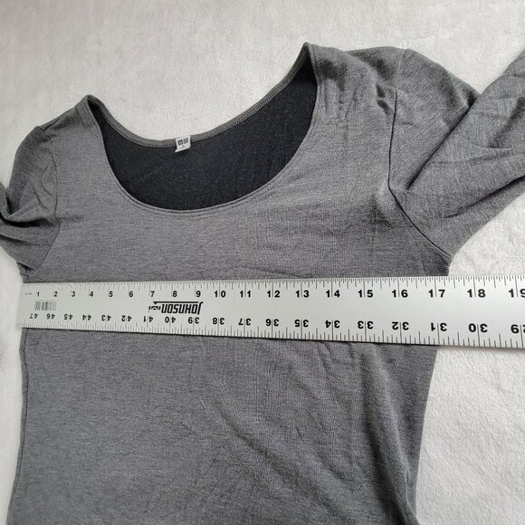 Uniqlo Womens Heattech Extra Warm Long Sleeve Scoop Neck T-Shirt XL Gray Casual - Picture 7 of 8